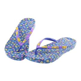 Atletico Tongs femme à fleurs violet bleu jaune rose 3