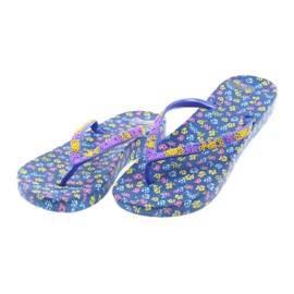 Atletico Tongs femme à fleurs violet bleu jaune rose 2