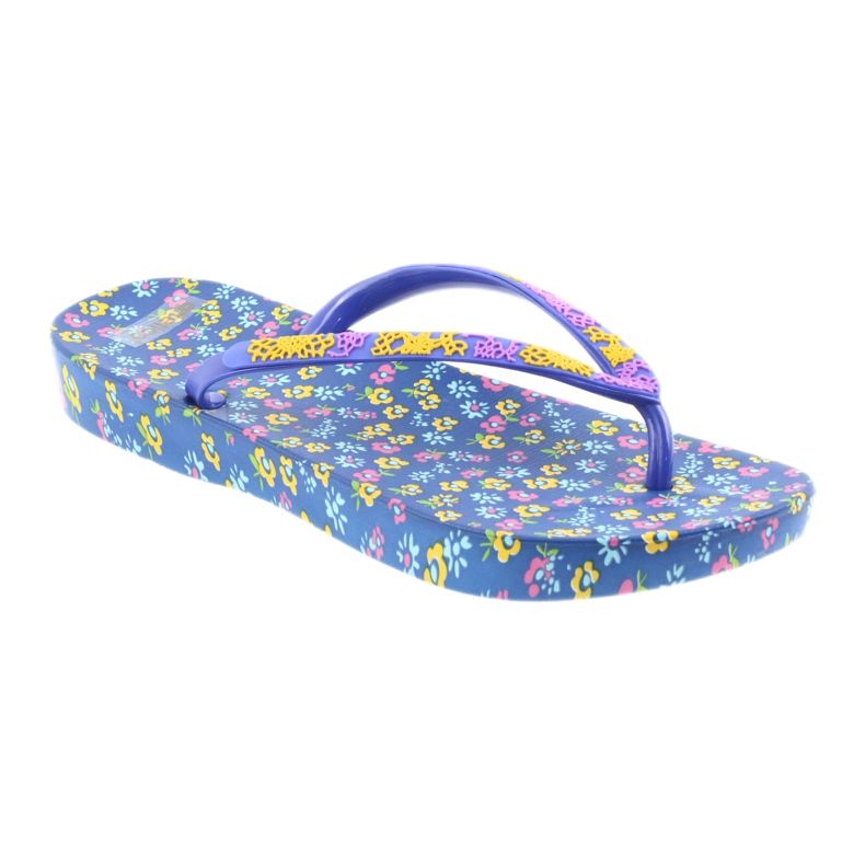Atletico Tongs femme à fleurs violet bleu jaune rose 1
