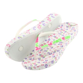 Atletico Tongs femme à fleurs blanc violet vert rose 5