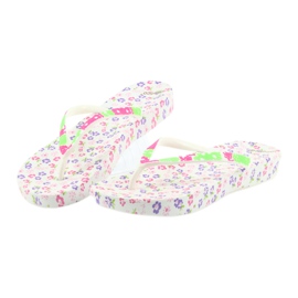 Atletico Tongs femme à fleurs blanche violet vert rose 4