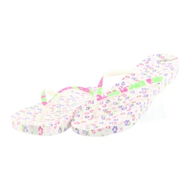 Atletico Tongs femme à fleurs blanche violet vert rose 3