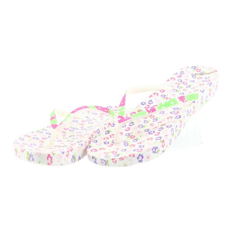 Atletico Tongs femme à fleurs blanc violet vert rose 3