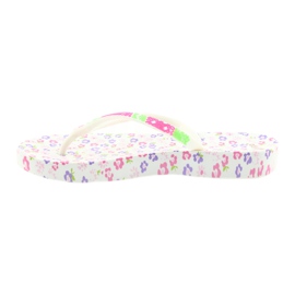 Atletico Tongs femme à fleurs blanche violet vert rose 2