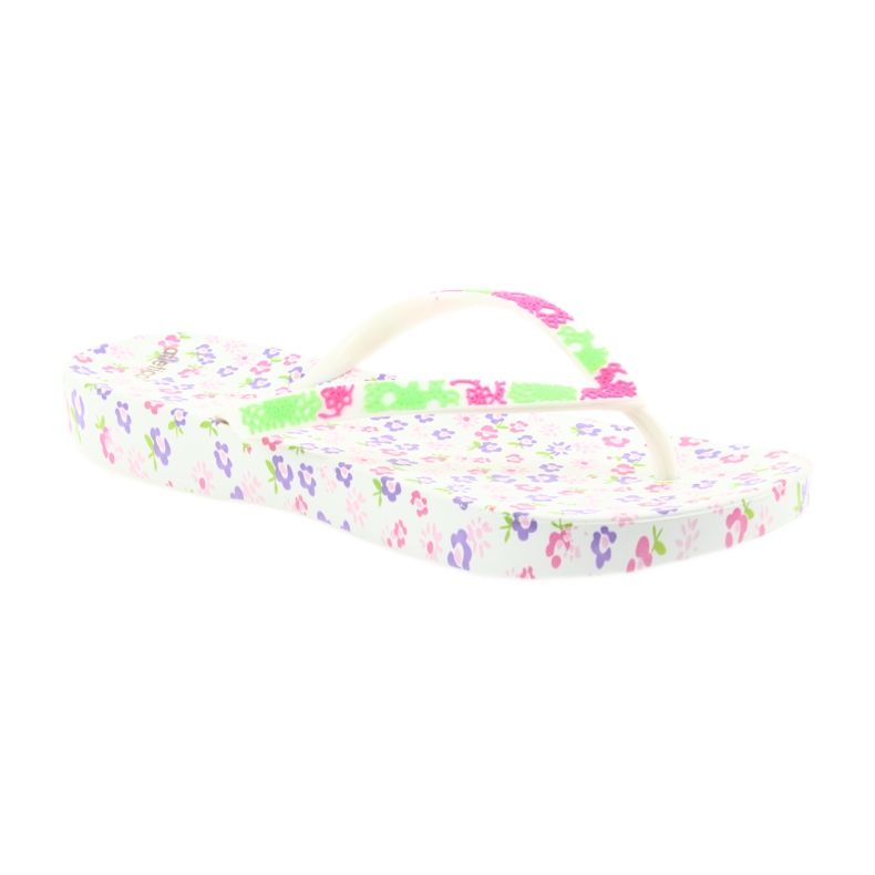 Atletico Tongs femme à fleurs blanc violet vert rose 1