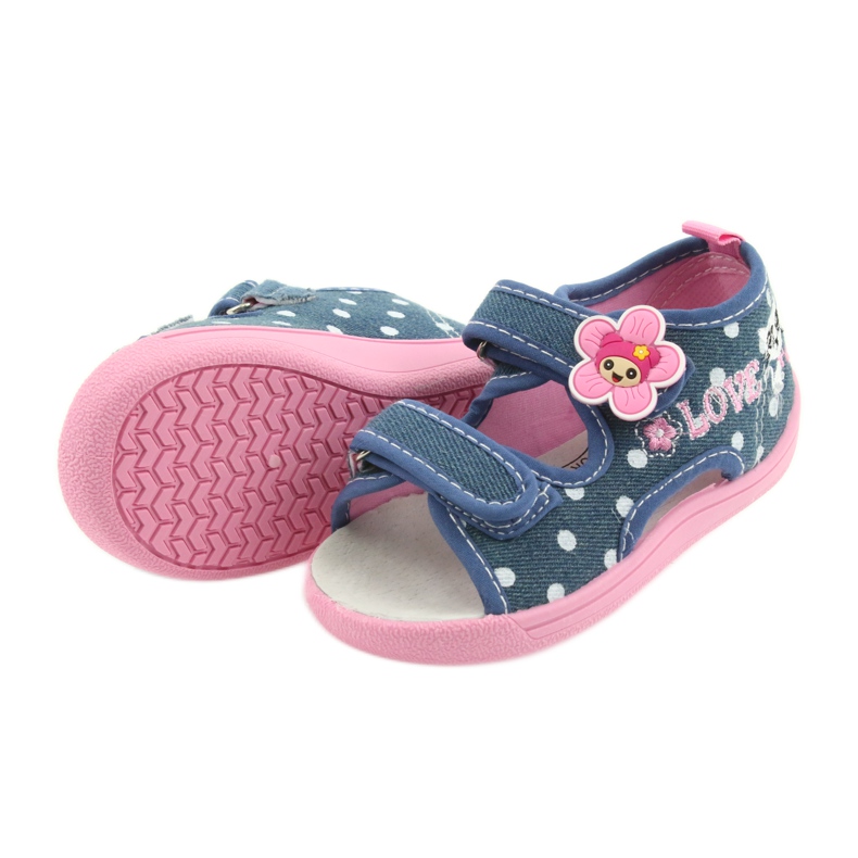 American Club Chaussures enfants chaussons sandales jeans chaton américain 39/19 blanche bleu rose 4