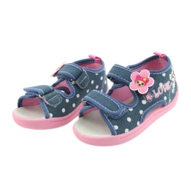 American Club Chaussures enfants chaussons sandales jeans chaton américain 39/19 blanc bleu rose 3