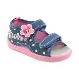 American Club Chaussures enfants chaussons sandales jeans chaton américain 39/19 blanc bleu rose 1