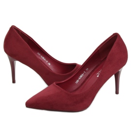 Escarpins en daim marron 100-828ES-1 Wine multicolore rouge 2