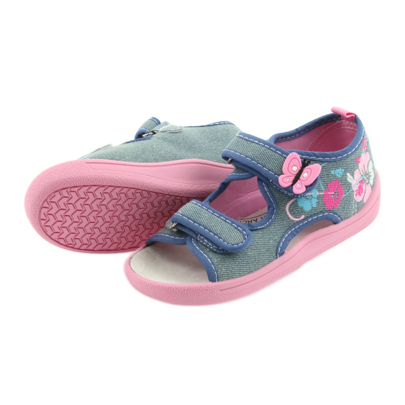 American Club Chaussures pour enfants chaussons sandales insert en cuir américain 37/19 bleu rose 4