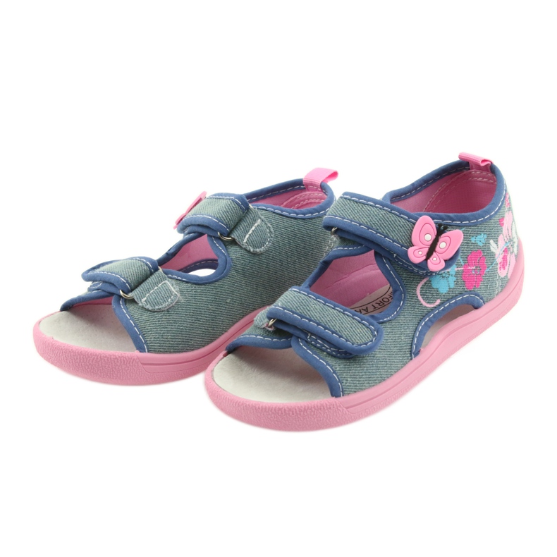 American Club Chaussures pour enfants chaussons sandales insert en cuir américain 37/19 bleu rose 3