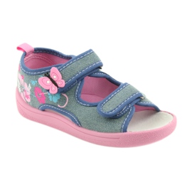 American Club Chaussures pour enfants chaussons sandales insert en cuir américain 37/19 bleu rose 1
