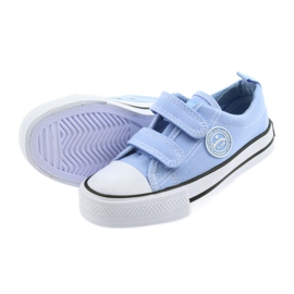 Baskets velcro American Club LH50 bleu chaussures enfant blanche 4
