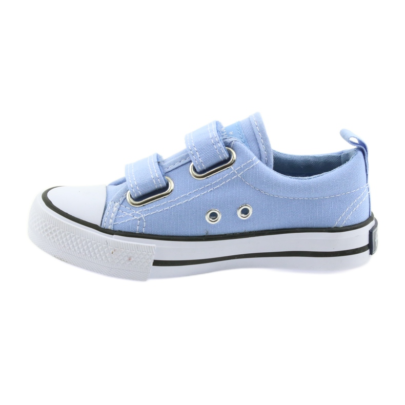 Baskets velcro American Club LH50 bleu chaussures enfant blanche 2