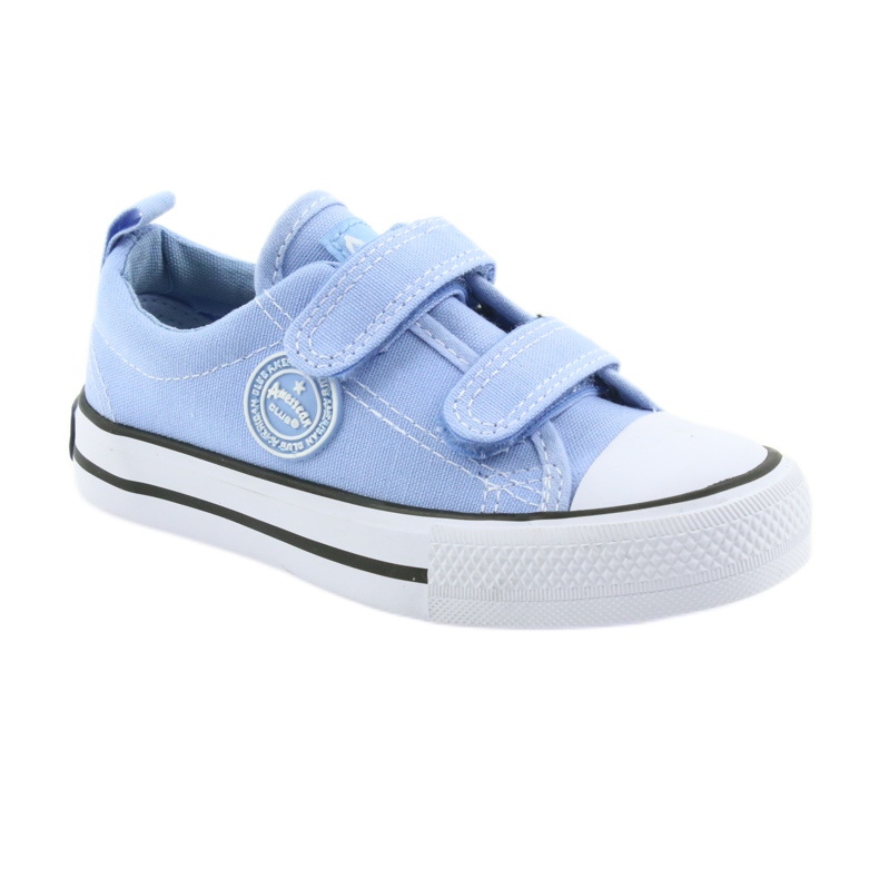 Baskets velcro American Club LH50 bleu chaussures enfant blanche 1