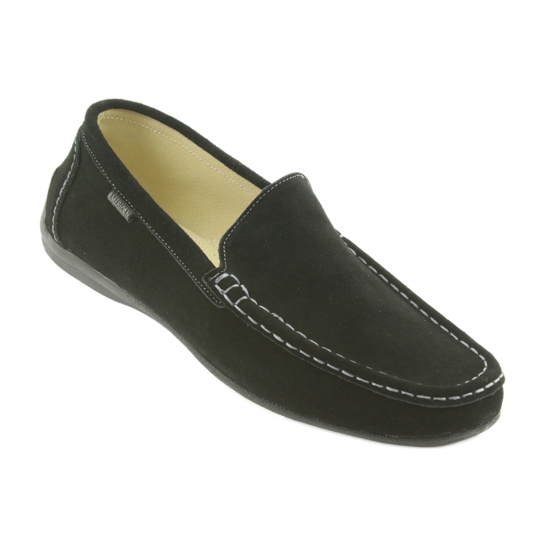Mocassins chaussures en cuir pour hommes American Club 01/2019 noir 1