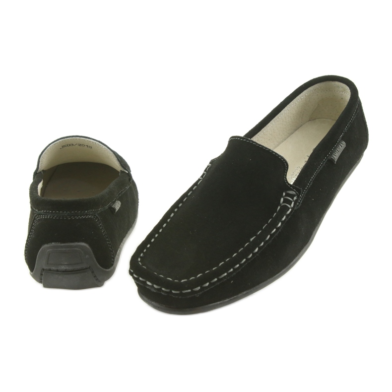 Mocassins Chaussures en cuir pour femmes American Club JK03 noir 5