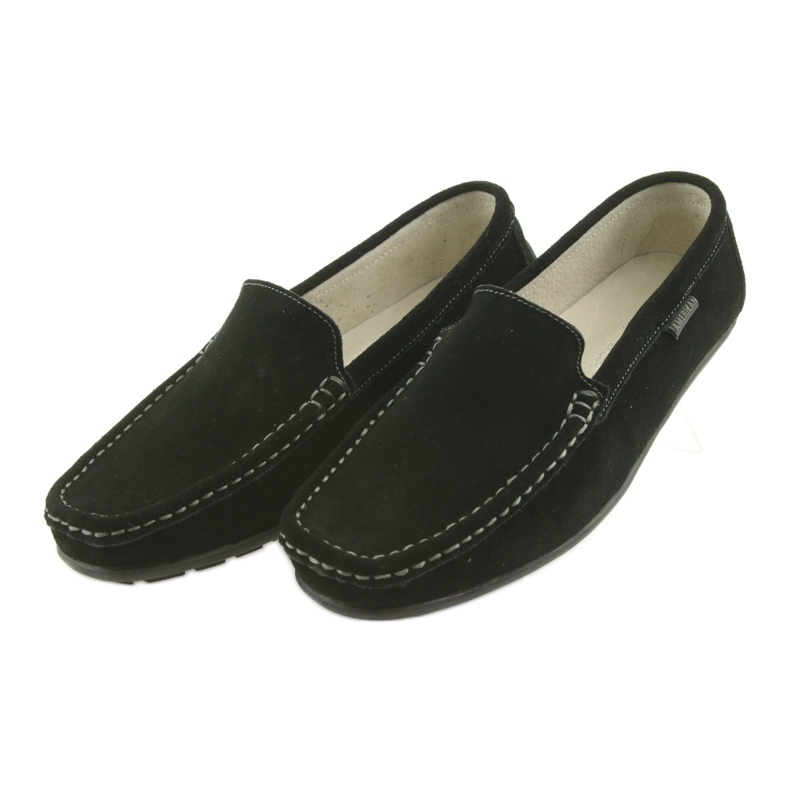 Mocassins Chaussures en cuir pour femmes American Club JK03 noir 3