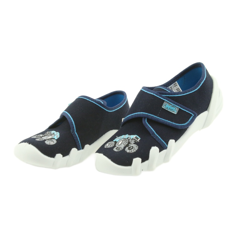 Befado pantoufles chaussures pour enfants avec velcro 273X105 bleu bleu marin 3