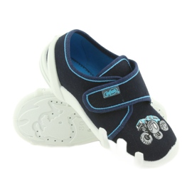 Befado pantoufles chaussures pour enfants avec velcro 273X105 bleu bleu marine 2