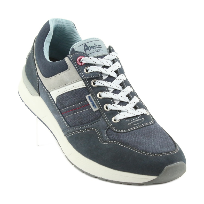 American Club Chaussures de sport en denim pour hommes ADI American RH17 gris bleu marine 1