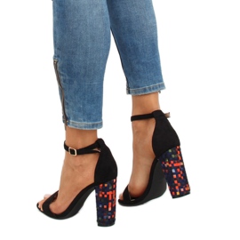 Sandales à talons noires 708-24 Noir le noir multicolore 4
