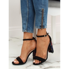 Sandales à talons noires 708-24 Noir multicolore 1