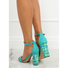 Sandales à talon menthe 708-24 Bleu multicolore 1
