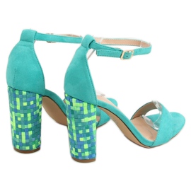 Sandales à talon menthe 708-24 Bleu multicolore 3