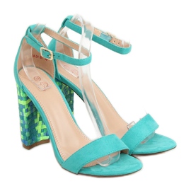 Sandales à talon menthe 708-24 Bleu multicolore 5