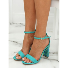 Sandales à talon menthe 708-24 Bleu multicolore 6