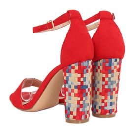 Sandales à talons rouges 708-24 Rouge multicolore 4