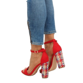 Sandales à talons rouges 708-24 Rouge multicolore 3