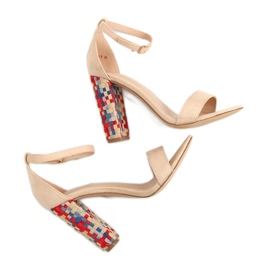 Sandales à talons beiges 708-24 Beige brun multicolore 2