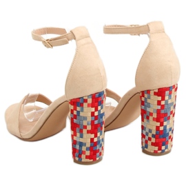 Sandales à talons beiges 708-24 Beige brun multicolore 3