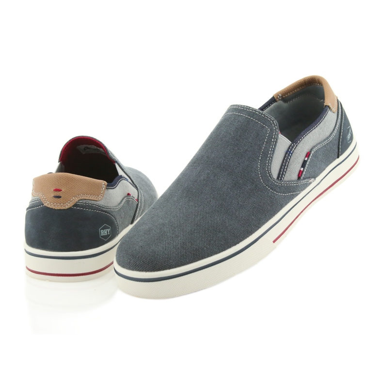 American Club Baskets, baskets, chaussures à enfiler pour hommes RH13 bleu marine 5