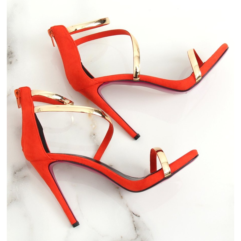 Sandales orange sur talon haut 988-58 Orange 1