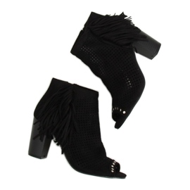 Noir AF-9 Bottines noires à bout ouvert le noir 3