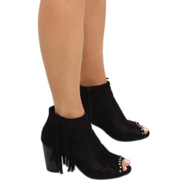 Noir AF-9 Bottines noires à bout ouvert le noir 2