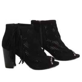 Noir AF-9 Bottines noires à bout ouvert le noir 4
