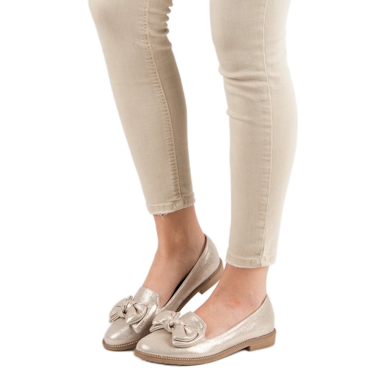 Forever Folie Ballerine Dorée Avec Un Noeud d'or 2