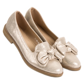 Forever Folie Ballerine Dorée Avec Un Noeud d'or 1