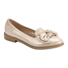 Forever Folie Ballerine Dorée Avec Un Noeud d'or 3