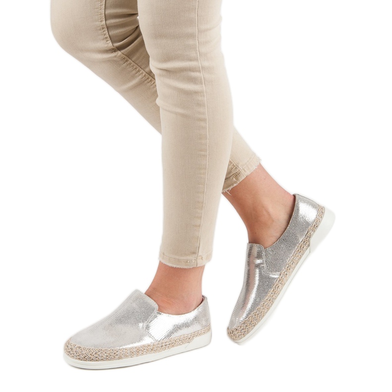 Filippo Espadrilles En Cuir Argenté gris 1