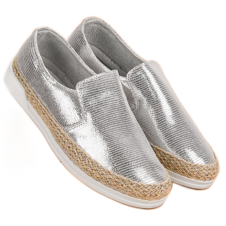 Filippo Espadrilles En Cuir Argenté gris 2