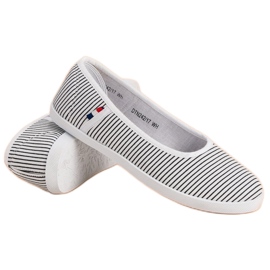 McKey Ballerine Textile à Rayures blanche le noir 4