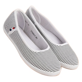 McKey Ballerine Textile à Rayures blanche le noir 1