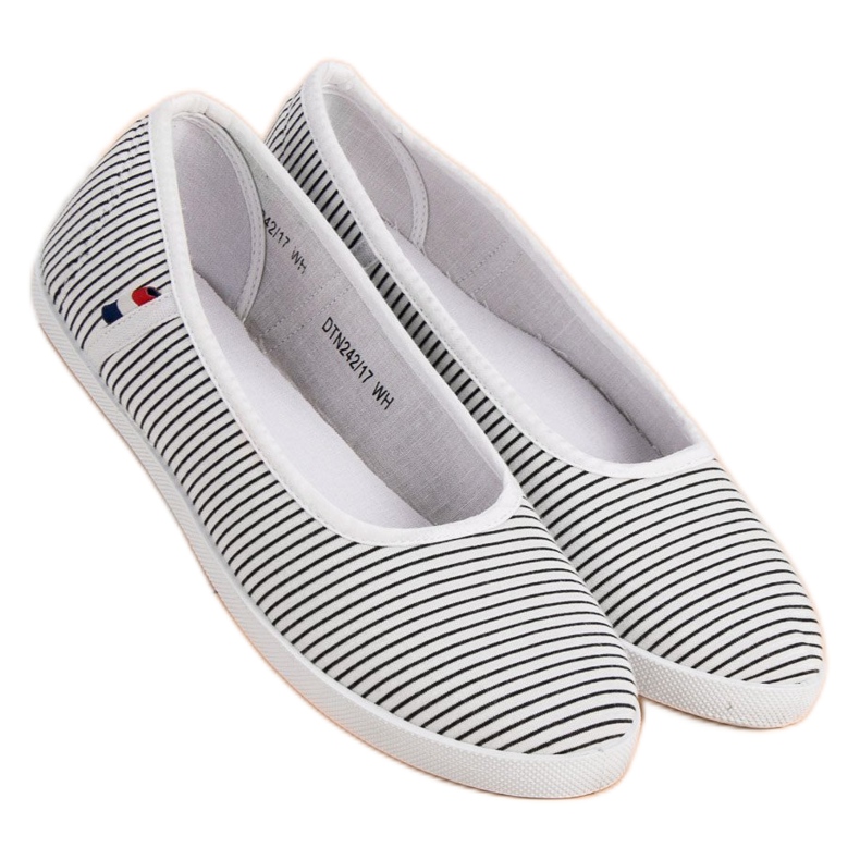 McKey Ballerine Textile à Rayures blanc noir 1