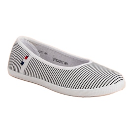 McKey Ballerine Textile à Rayures blanche le noir 2