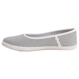McKey Ballerine Textile à Rayures blanche le noir 3